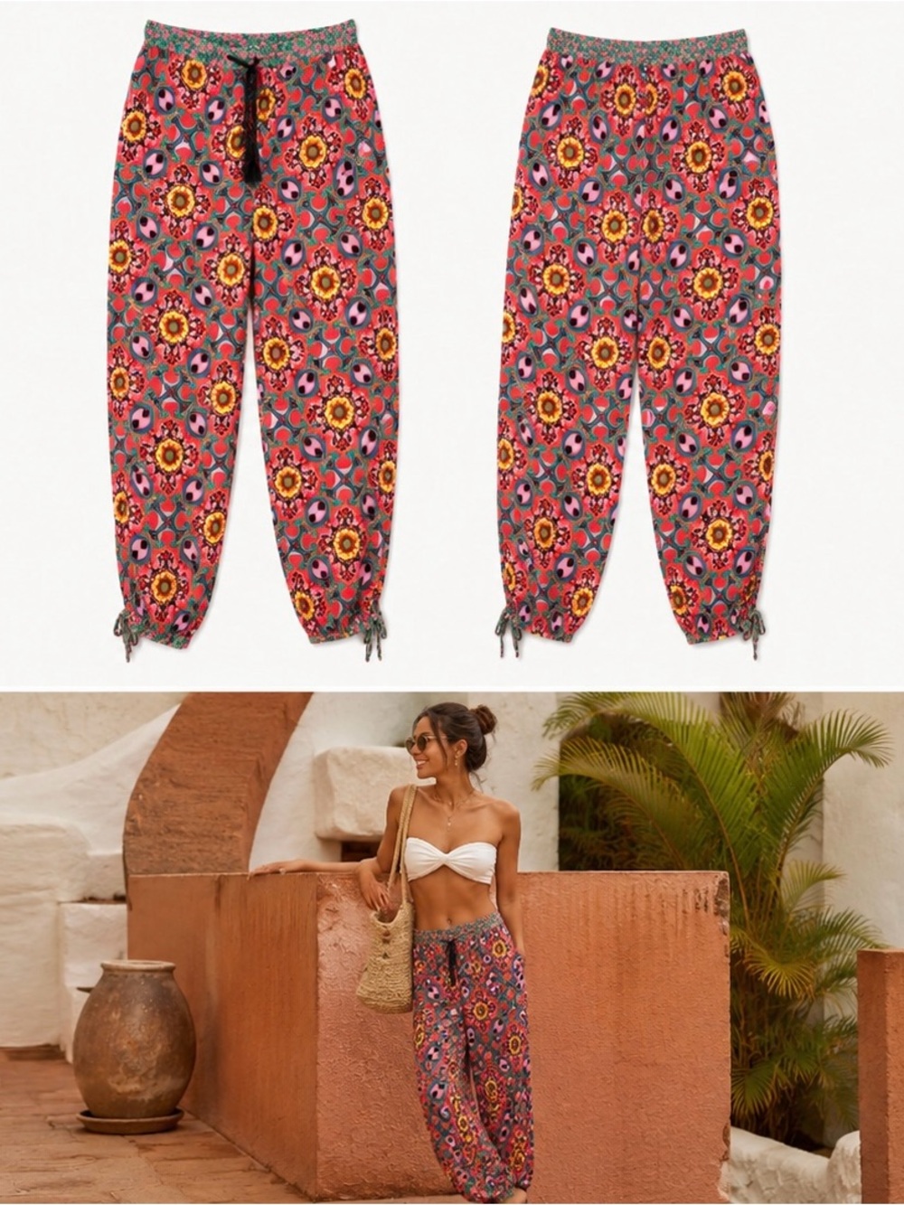 Anthropologie Joanie Harem Pants Multicolor Floral Boho Size Small